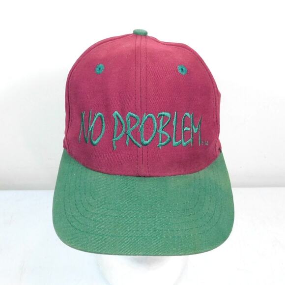 Vintage 90s No Problem Headwear Snapback Hat Red Green Reshaped Crown - Picture 1 of 7